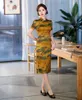 Abbigliamento etnico donna tradizionale cinese vintage stampato in raso cheongsam ha lungometraggio abito da ballo da ballo qipao da ballo