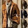 Gabardina para hombre, abrigo cortavientos Retro, elegante, con múltiples bolsillos, para invierno, otoño, funcional, a la moda, chaqueta de trabajo