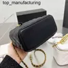 Nya 23SS kosmetiska fodral Vanity Caviar Leather Bags Calfskin äkta handtag med spegelkamera Telefonkort Womens Purse Designer Handväskor