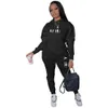 Womens Casual Print Sports Set Fashion Cotton Blend Two Piece Tracksuits för 2023 Autumn Winter
