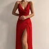 Casual Dresses V-neck Elegant Prom Wedding Party Gala Summer For Women Gown Outfits Vent Pretty Evening Dress Female Aesthetic Clothing