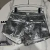 Kvinnors shorts Metallic Silver Black Summer Sparkly Shiny