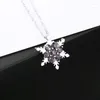 Pendant Necklaces Silver Plated Zircon Snowflake Necklace Gem STone Women's Wedding Engagement Jewelry Christmas Gift