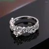 Cluster Rings Tree Leaves Engagement Two-piece Zircon Ring Elegant Temperament Female Valentine's Day Fashion Gift