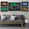 Ballon Dog Bull Zebra Tiger Deer Dinosaur Neon Originaliteit Posters Pop Art Dieren Design Canvas schilderen Wall Art Cuadros Home Bar Woonkamer Decor No frame WO6