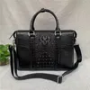 Bortkyror Fancy äkta Crocodile Leather Businessmen Working Portisces Laptop Bag Autentic True Alligator Skin Male Thre-Ways Handbag