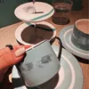 Set di caffè alla moda dipinti a mano RIM Coppa tazza di caffè a vite a doppio strato dessert set regalo a cinque pezzi