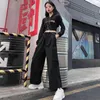 Pantalon femme noir Cool femme été Hip Hop Cargo décontracté pantalon de survêtement ample Streetwear printemps haute rue avec poche fille