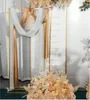 Party Decoration Wedding Arch Square Backdrop Ballong Stand Bakgrund Shiny Metal Gold Plating Outdoor Artificial Flower Door Shelf Frame