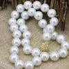 Chaînes Simulé-perle Shell 12mm Blanc Perles Rondes Collier Ras Du Cou Chaîne Pour Les Femmes Prix De Gros De Mode Bijoux Diy 18 pouces B3213