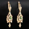 Boucles d'oreilles pendantes pour femmes Teardrop Olivine Green CZ Chandelier 585 Rose Gold Color Women's Drop Earring Valentines Gift KGE109 230821