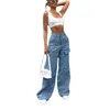 Cargo Women's Jeans Wash Large Pocket Loose Straight Denim Pants Women Baggy Long Trousers clothing fashion cool