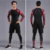 Men's Tracksuits 4 Pcs/Set Tracksuit Gym Fitness Compression Sports Suit Clothes Running Jogging Sport Wear Exercise Workout Jacket Tights