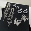 Boucles d'oreilles de luxe strass long gland fleur boucle d'oreille pour les femmes brillant géométrique droite fête bijoux en gros