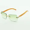 Nouvel accessoire lunettes de soleil en bois naturel chanfreiné 0286O avec nouvelle quincaillerie et pieds en bois orange Taille : 56-18-140 mm