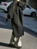 تمزج الصوف النسائي عن صوف النساء الصوف غير الرسمي طوق صلب طويل الأكمام الطويلة معطف سميك خمر 230818