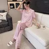 Women's Sleepwear Lapel Sleep Set Half Sleeve 2PCS Pajamas Suit Women Homewear Intimate Lingerie Spring Nightwear Pyjamas With Pocket