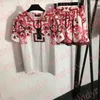 Retro Print Women Blouses Short Style Tees Fashion Designer High Waist Dress Set Sexy Shorts Set Wide Leg Pants