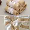 Outros suprimentos de festa do evento 245cm 15cm Burlap hessian fbon com faixas de renda para decoração de artesanato de casamento AA7896 230818