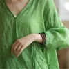 Bluzki damskie qpfjqd żeńskie chińskie styl Ramie and Tops V-deck Długie rękaw 2023 Kobiety Retro Pas Autumn Spring koszule
