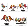 Decorative Objects Figurines Stained Glass Birds on Branch Desktop Ornaments Double Sided Multicolor Alloy Bird Series Acrylic Decoration 1pc 230818