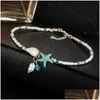 Anklets Boho Freshwater Pearl Charm Women Sandals Beads Ankle Bracelet Summer Beach Starfish Beaded Bracelets Foot Jewelry Drop Deliv Dhsas