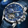 Autres appareils portables GLENAW Montre-bracelet mécanique de loisirs pour hommes Phase de lune Calendrier de la semaine Montre étanche Tourbillon Glow Horloge en acier inoxydable + boîte x0821