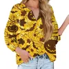 نساء القمصان Tops Funny Halloween Blouse Pumpkin Bat Print Long Long Disual V-Deac