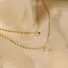 Pendentif Colliers Mode Coréenne Petites Perles D'or Zircon Perle Chaîne Collier Pour Les Femmes En Acier Inoxydable 18K Plaqué Bijoux Bracelet