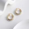 Top designer MiuMiu Fashion Earrings Elegant Geometric C-shaped Diamond Pearl 18K Real Gold Electroplated French Earrings for Women Valentine Jewelry Accessories