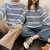 Men's Sweaters 2023 Winter Striped Printing Pullover Lazy Style Couple Clothes Wool Sweater Fashion In Warm Knitting Loose White Coats