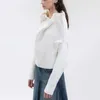 Maglioni femminili 2023 maglione da donna y2k bianco scollo irregolare decorazione in metallo decorazione a coste in cotone a maniche lunghe a maniche lunghe