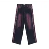 Jeans pour femmes American Retro Color Washed Splashed Ink Tiedye Raw Edge Straightleg Pantalon Design Loose Trendy Fashion Wideleg 230821
