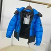 Designer Kids Down Jackets Reißverschluss Taschendekoration Baby Winter Kleidung Größe 110-160 cm Buchstabe Logo Druck auf Saum Kapuze Outwear Aug16