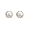 New S925 Silver Needle Full Diamond Pearl Earrings with Feminine Style and Versatile Earrings with Advanced Design and Small Audience Earrings