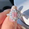 Clusterringe feinen Schmuck Real 18K Gold 0.26ct Pink Diamonds Hochzeit Engagement weiblich für Frauen Ring TX