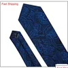 Cravate Set Fast Mens Cravates 100% Soie Designers Mode Bleu Marine Floral Hanky Boutons De Manchette Ensembles Pour La Fête De Mariage Formelle Groom Drop De Otepb