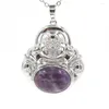 Pendentif Colliers Amulette Maitreya Bouddha Collier Pour Femmes Cristal Naturel Quartz Pierre Charme Obsidienne Améthystes Violet Guérison