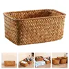 Dinnerware Sets Makeup Organizer Portable Storage Case Decorative Bin Basket Woven Baskets For Toy Seaweed