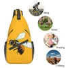 Backpack Bee Yellow Crossbody Small Sling Bag For Men Women Shoulder Chest Bags Gym Sports Travel Hiking Casual