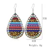 Dangle Earrings ZWPON Fashion Leopard Teardrop Pave Faceted Crystal Margin Sunflower PU Leather Drop For Woman