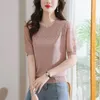 Chandails pour femmes TuangBiang femme été élégant Sexy fleur 2023 évider col rond tricoté manches courtes T-Shirts femmes automne mince lâche