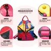 Schulbeutel Rucksack Unisex echtes Ledermaterial Rianbow Schwarze Farbe für Girl Patchwork Style Reisetasche außerhalb 230821