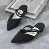 Dikke hiel sandalen plastic materiaal waterdichte twee slopen plastic mode netto infrarood puntige casual schoenen 230807