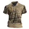 Heren Polos Summer Retro Polo Shirt 3D Gedrukt scheepsaanwijzer Patroon T-shirt Revers Casual Business korte mouwen