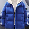 Fashion cotton-padded coat men's new simple Japanese fresh three stripes thick hooded cotton-padded jacket lovers casual stan239K