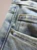 Kvinnors jeans deat kvinnors jeans hög midja broderade blossar kristall fast färg rak flare denim byxor 2023 sommar nytt mode 29l1089