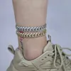 Anklets Parkeren CZ Rechthoek Anklet Hip Hop Punk voor Wonem Jewelry 12mm Iced Out Cubic Zirkon Miami Curb Cuban Link Chain Anklets 230820