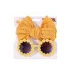 Kids Sunglasses Headband Set Toddlers Elastic Bow Hair Bands Big Bowknot 2Pcs/set Round Sunflower Summer Boho Cute Lovely Flower Hollow Bow Hair Accessories U11