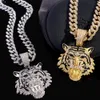 Collane punk hip hop a ghiaccio a pendente di tigre cristallino Chunky Miami Cuban Link Catena Calco di zircone girocollo per donne uomini gioielli 230821